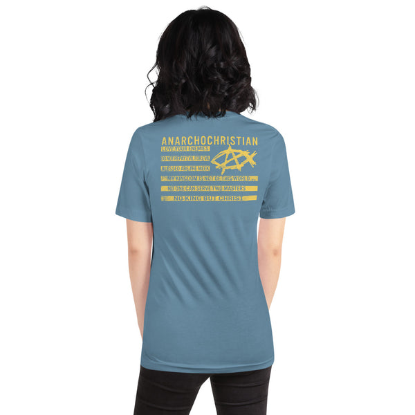 Anarchochristian Flag Shirt (Print on Back) Short-Sleeve Unisex T-Shirt - Proud Libertarian - AnarchoChristian