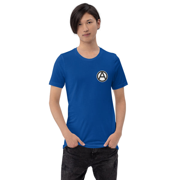 Anarchist Symbol Round Chest-Print Unisex t-shirt - Proud Libertarian - NewStoics