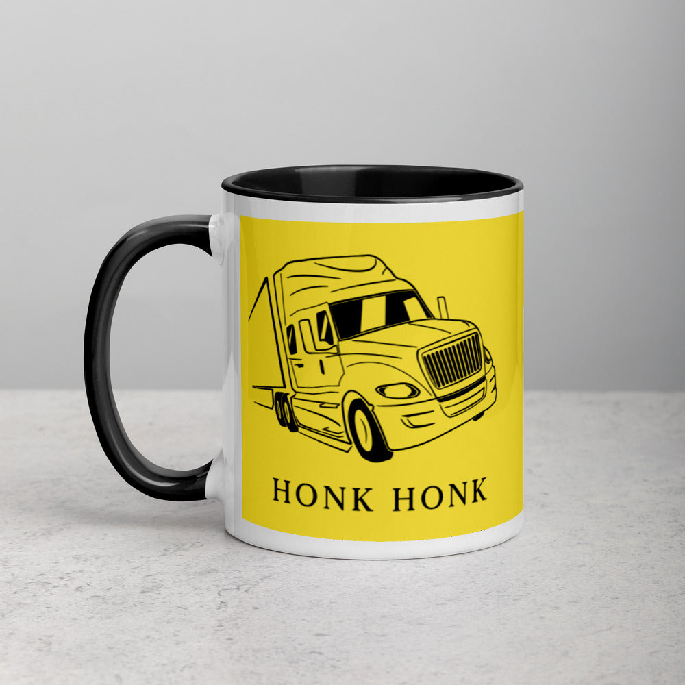 Honk Hunk Trucker Protest (Don't Tread) Mug with Color Inside - Proud Libertarian - Owluntaryist
