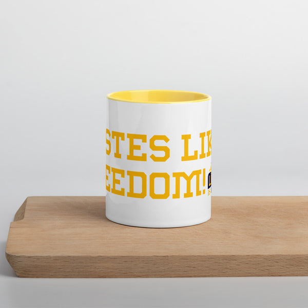 Tastes Like Freedom Mug with Color Inside - Proud Libertarian - Liberty is Essential
